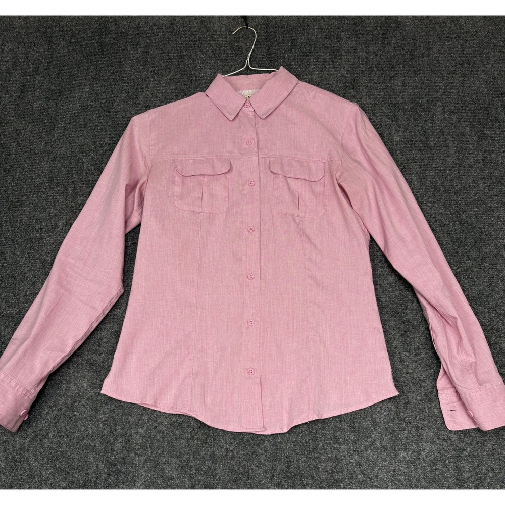 Magellan Outdoors Fish Gear Women Small Pink Button Down Moisture Wicking Shirt